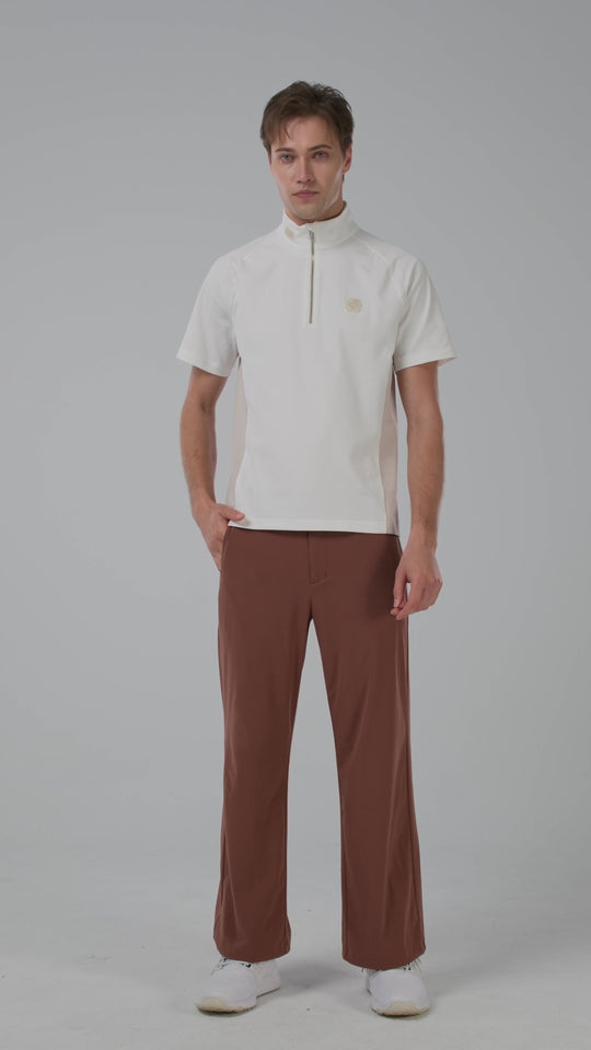 Quater-Zip Mock Neck Polo ｜拉鍊高領Polo