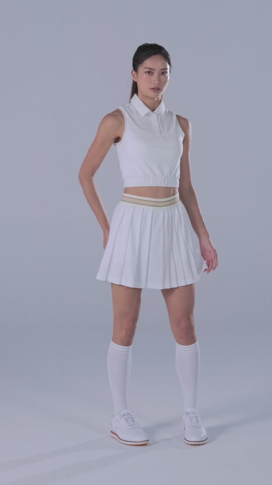 TRANZEND 短版背心Polo衫 女 白 影片