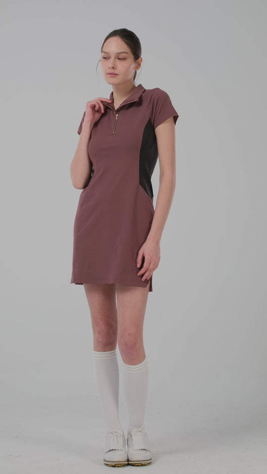 Quater-Zip Mock Neck Dress | 拉鍊高領洋裝