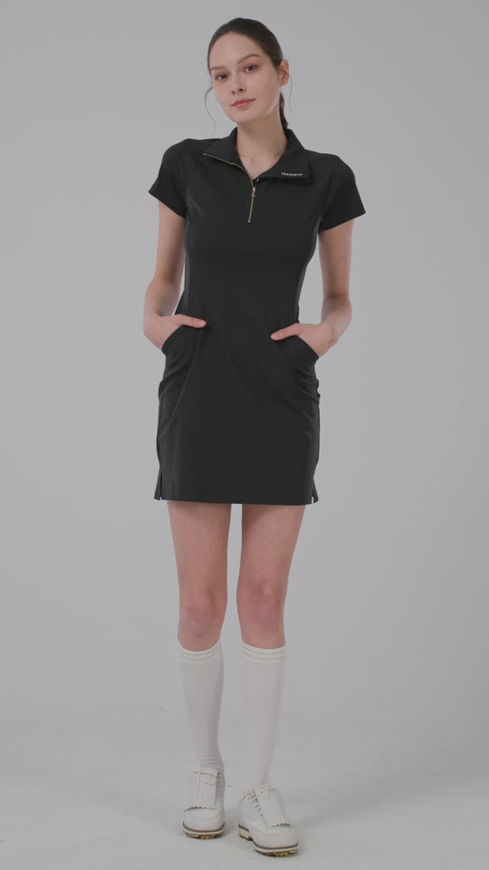 Quater-Zip Mock Neck Dress | 拉鍊高領洋裝