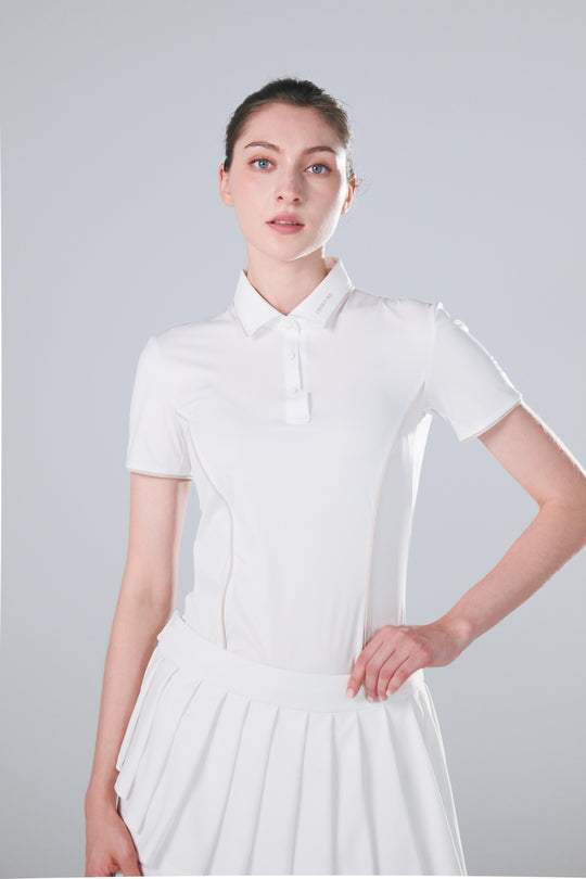 TRANZEND 冰感釘釦 Polo衫 女 白 EC照