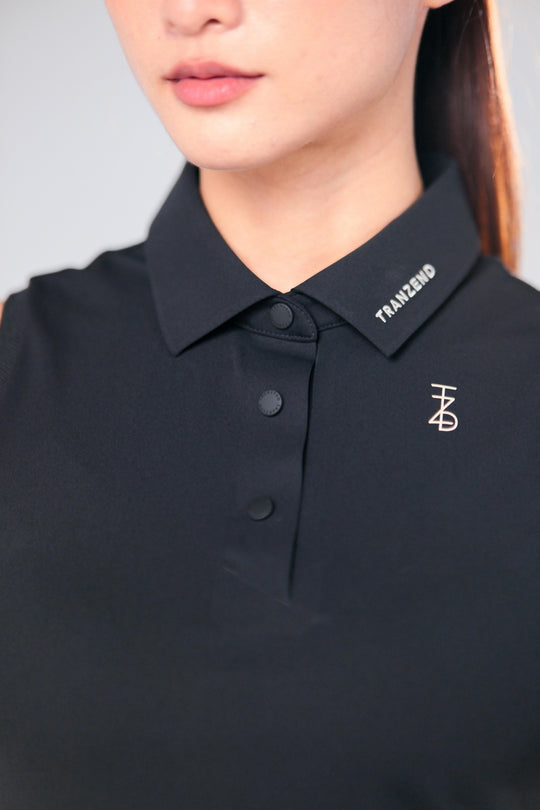 TRANZEND 短版背心Polo衫 女 黑 EC照