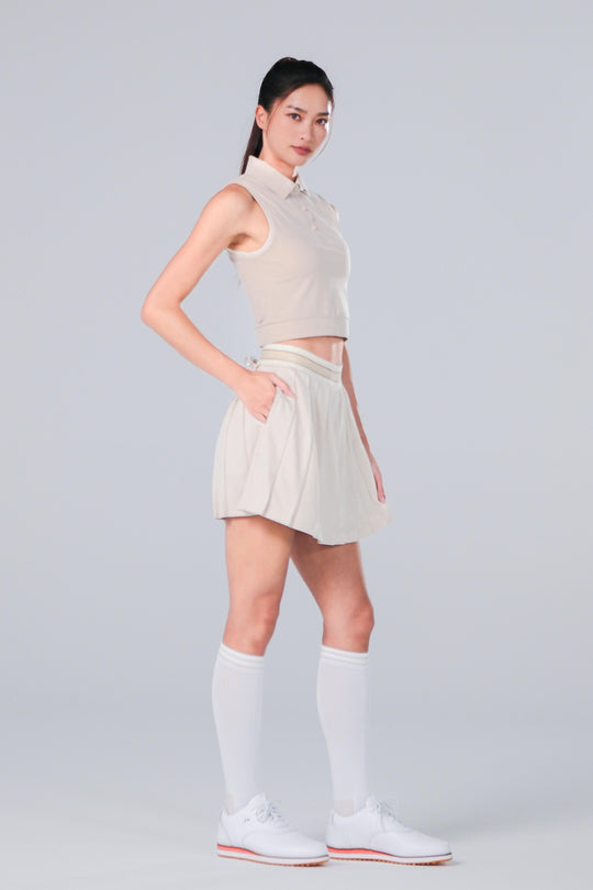 TRANZEND 短版背心Polo衫 女 卡其色 EC照