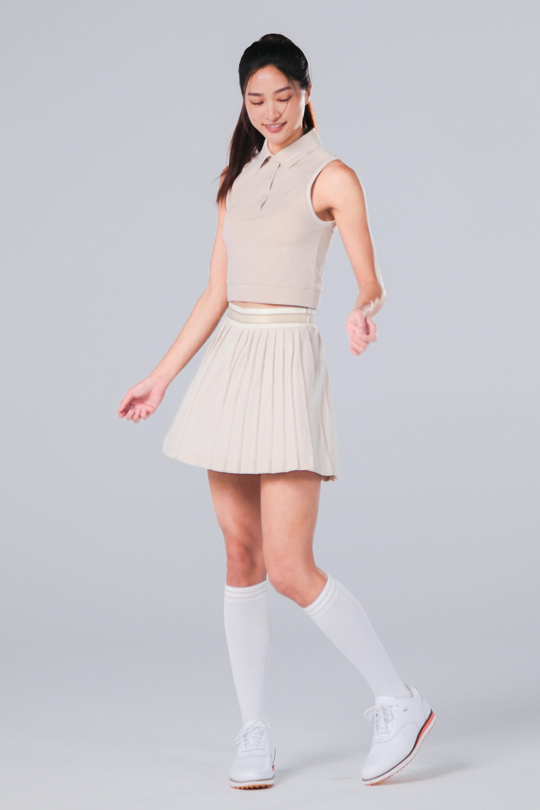 TRANZEND 短版背心Polo衫 女 卡其色 EC照