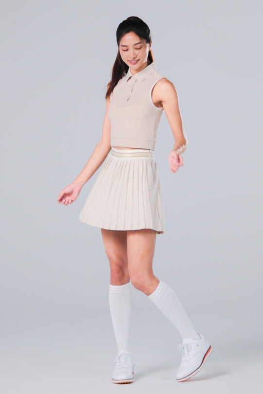 TRANZEND 短版背心Polo衫 女 卡其色 EC照