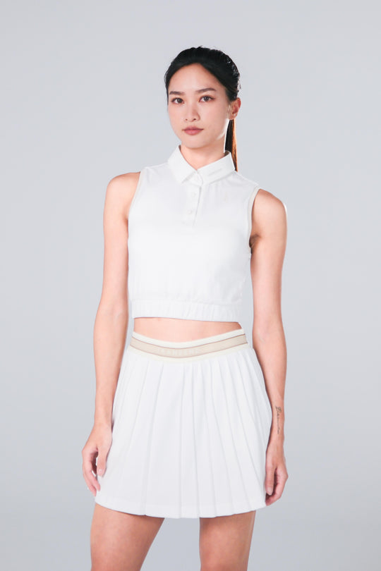 TRANZEND 短版背心Polo衫 女 白 EC照