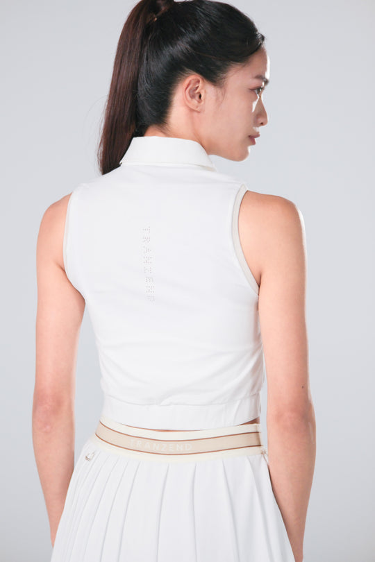 TRANZEND 短版背心Polo衫 女 白 EC照