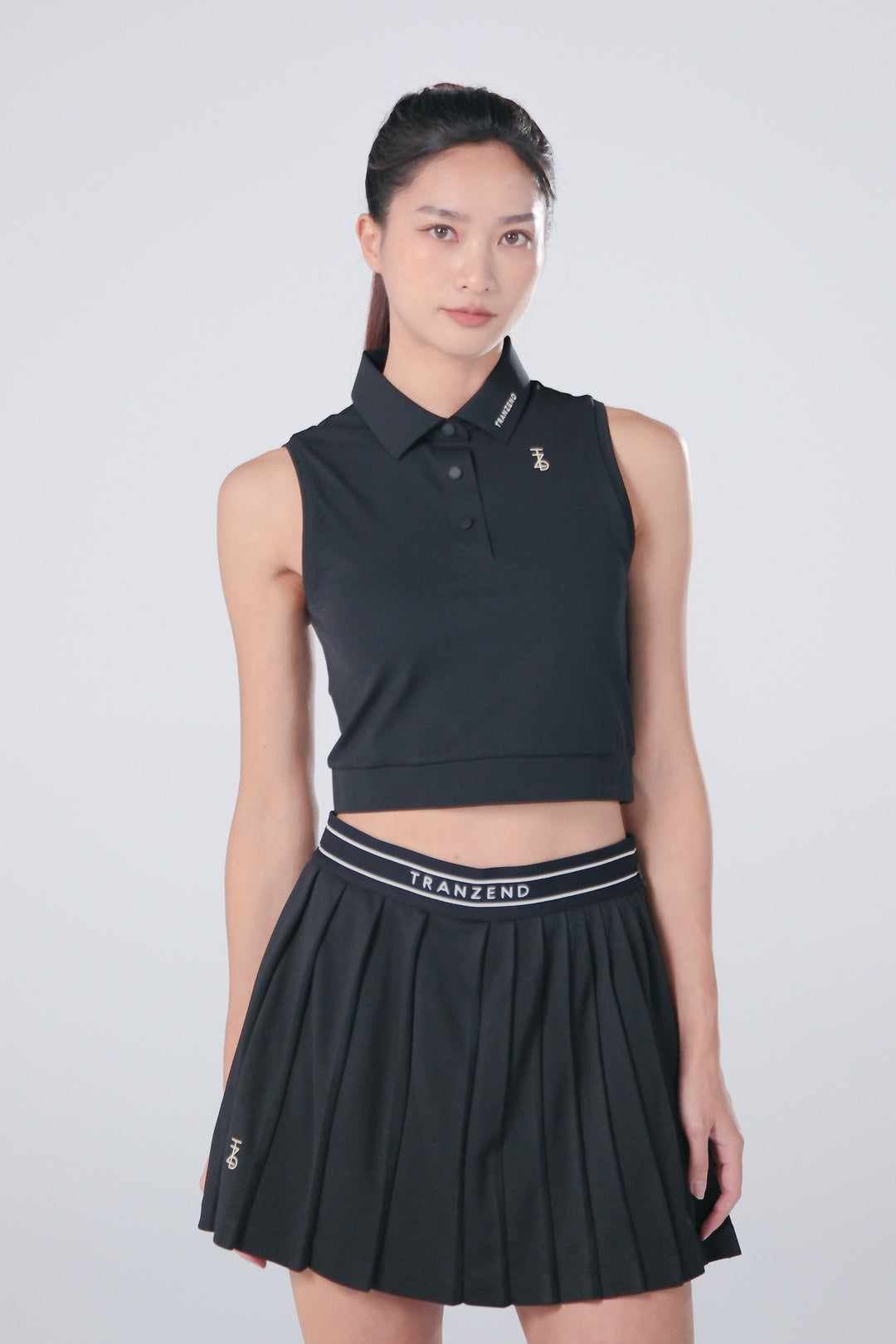 TRANZEND 百褶短裙 女 黑 EC照