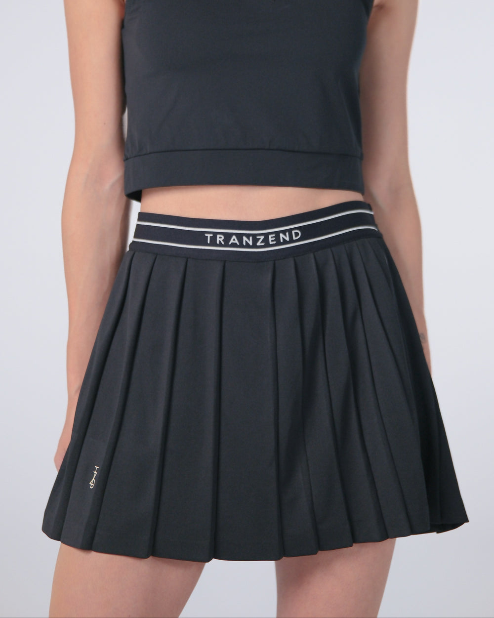 TRANZEND 百褶短裙 女 黑 EC照