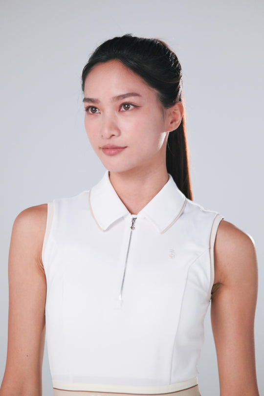 TRANZEND 彈力百褶洋裝 女 白 EC照